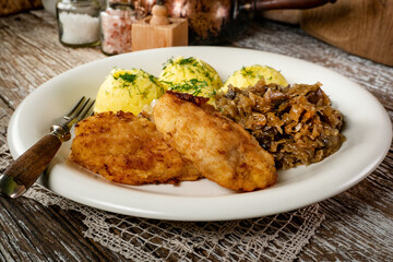 Fried cod fillet .