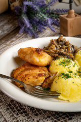 Fried cod fillet .