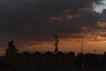 Beautiful colorful orange sunset in Bogotá Colombia