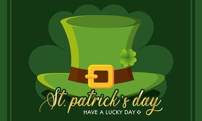 Colored saint patrick day poster elvish green hat Vector illustration