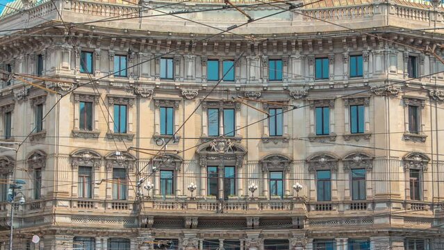 Cordusio Square with Palace of the Italian Credit timelapse