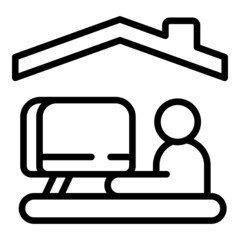 Tv self isolation icon outline vector. Online work. Social stay