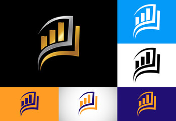 Multiple color variation finance and accounting logo design vector template