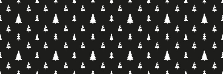 Seamless pattern with christmas trees. Abstract geometric wallpaper. Geometric art. Print for textiles, fabrics, polygraphy, posters. Greeting cards. Black and white illustration