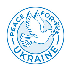 Peace for Ukraine symbol with dove icon. Support for Ukrainian peace sign. Vector illustration.