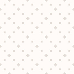 Simple vector minimalist seamless pattern. Subtle geometric background with small squares and diamonds. Delicate gray and white abstract minimal texture. Modern design for decor, wallpapers, print