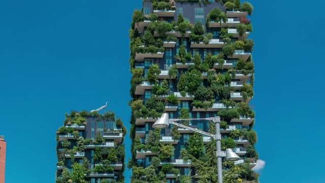 Bosco Verticale or Vertical Forest timelapse. It is a pair of two residential towers in the district of Porta Nuova, Milan