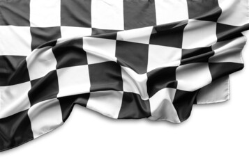 Checkered racing flag on white