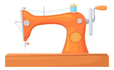 Sewing machine cartoon icon. Seamstress mechanic tool