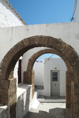 Naklejka premium Picturesque main village of Skiros island with view to Aegean sea, Sporades islands, Greece