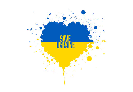 Save Ukraine Conceptual Illustration Badge Layout with Heart
