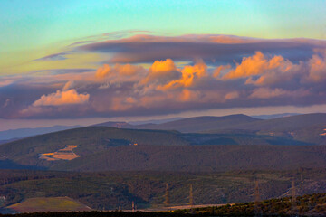 sunset in the evening over the Crimea mountains