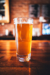 beer glass on a bar top