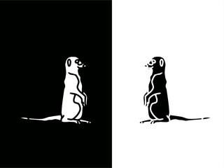 high contrast card with monochrome meerkat