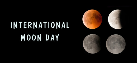 International moon day, solar eclipse, astronomy science