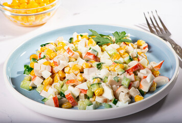 salad with crab sticks and egg