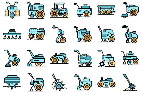Cultivator machine icon outline vector. Agriculture agronomy. Engine farm