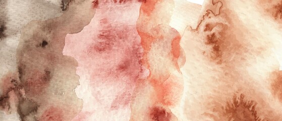 Fototapeta premium Beige, brown, pink watercolor vector background. Abstract watercolor washes, forms.