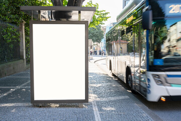 blank billboard on bus stop 