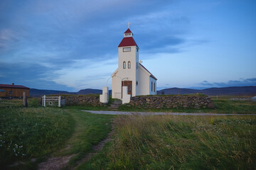 little white church in the countryside