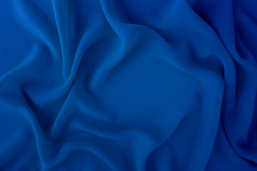 blue silk fabric, delicate satin with soft pleats for designer, text mockup, cards, luxury concept....