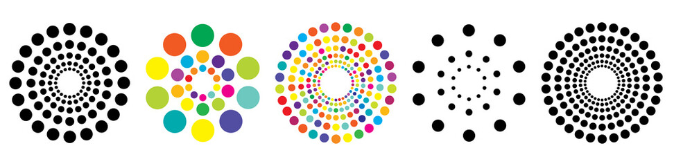 Fototapeta premium Circles, dots, halftone abstract circular design element vector
