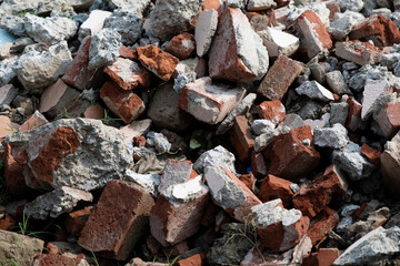 pile of bricks concrete construction garbage at a demolished site