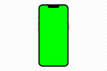 Realistic mobile phone mockup with green screen chromakey, cellphone app template. Isolated stock vector