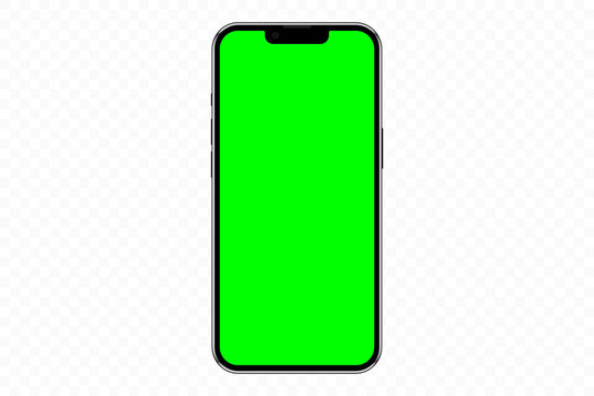 Realistic mobile phone mockup with green screen chromakey, cellphone app  template. Isolated stock vector Stock Vector | Adobe Stock