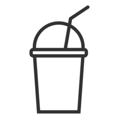Disposable cup with lid and straw. Simple food icon in trendy line style isolated on white background for web apps and mobile concept. Illustration