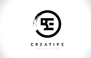 BE Circular Letter Logo with Circle Brush Design and White Background.