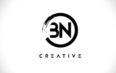 BN Circular Letter Logo with Circle Brush Design and White Background.