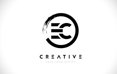 Obraz premium EC Circular Letter Logo with Circle Brush Design and White Background.