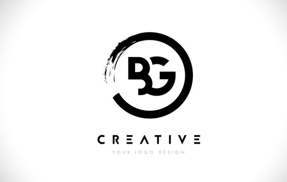 BG Circular Letter Logo with Circle Brush Design and White Background.