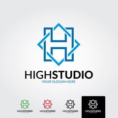 Minimal letter h logo template - vector