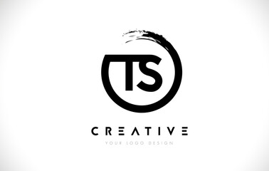TS Circular Letter Logo with Circle Brush Design and White Background.