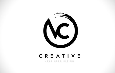 VC Circular Letter Logo with Circle Brush Design and White Background.