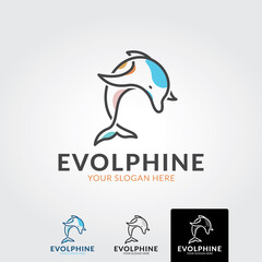 Minimal dolphin logo template - vector