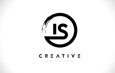 Fototapeta premium IS Circular Letter Logo with Circle Brush Design and White Background.