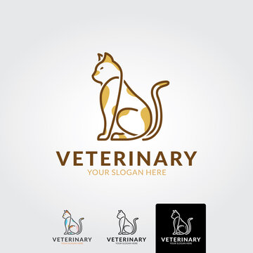 Minimal cat logo template - vector