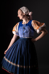 Fototapeta premium Woman dressed in slovak folk dress 