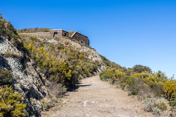 Vue sur la Batterie de Taillefer dominant Collioure et la Côte Vermeille (Occitanie, France)