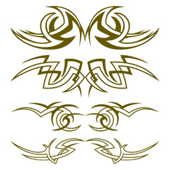 tribal tattoo and flame tattoo collection set