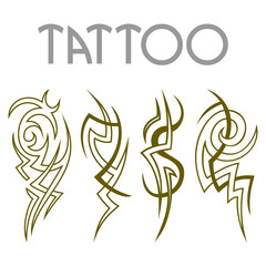 tribal tattoo and flame tattoo collection set