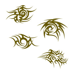 tribal tattoo and flame tattoo collection set