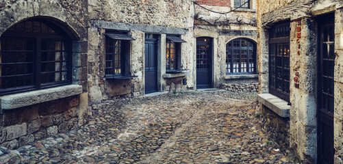 Street in Perouges, one of the most beautiful villages in France.
