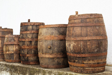 Old wooden barrels