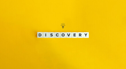 Discovery Word on Letter Tiles on Yellow Background. Minimal Aesthetics.