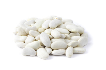 Whitei Beans isolated on a white background. Vegetarian food.Kidney beans.Haricot beans