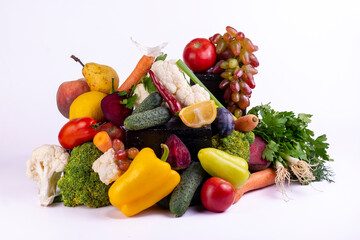 Colorful different fresh vegetables on white background